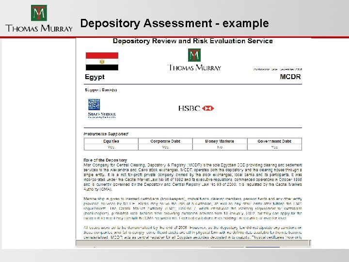 Depository Assessment - example 