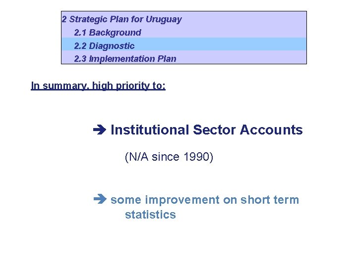 2 Strategic Plan for Uruguay 2. 1 Background 2. 2 Diagnostic 2. 3 Implementation