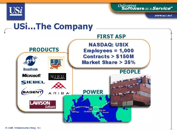 USi…The Company FIRST ASP PRODUCTS NASDAQ: USIX Employees = 1, 000 Contracts > $150