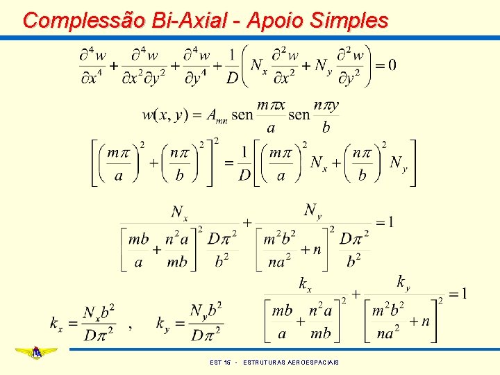 Complessão Bi-Axial - Apoio Simples EST 15 - ESTRUTURAS AEROESPACIAIS 