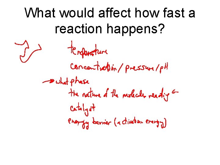 What would affect how fast a reaction happens? 