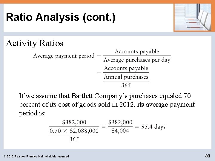 Ratio Analysis (cont. ) Activity Ratios If we assume that Bartlett Company’s purchases equaled