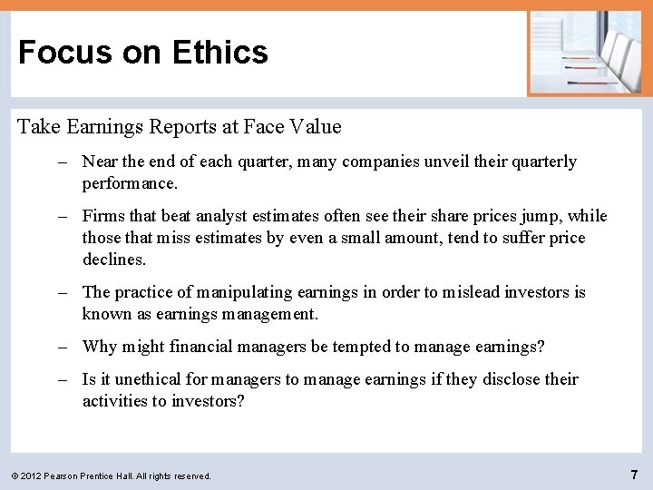 Focus on Ethics Take Earnings Reports at Face Value – Near the end of