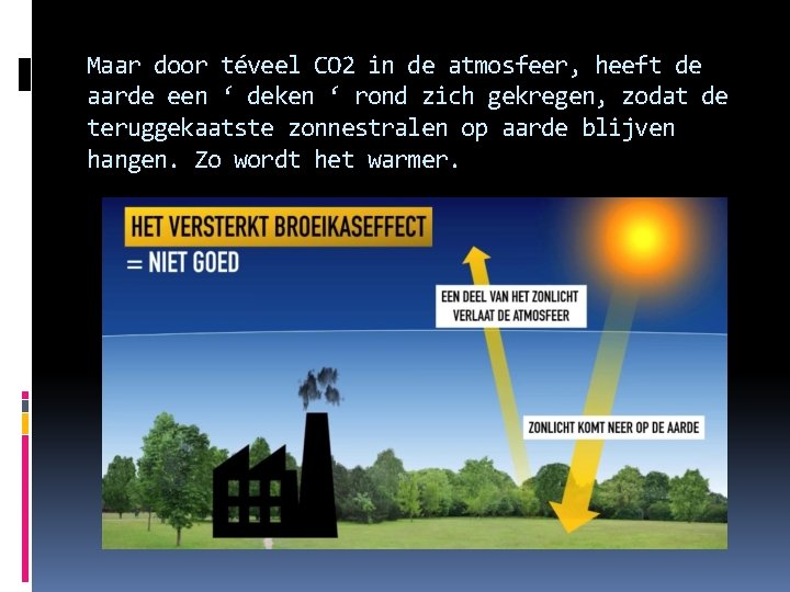 Maar door téveel CO 2 in de atmosfeer, heeft de aarde een ‘ deken