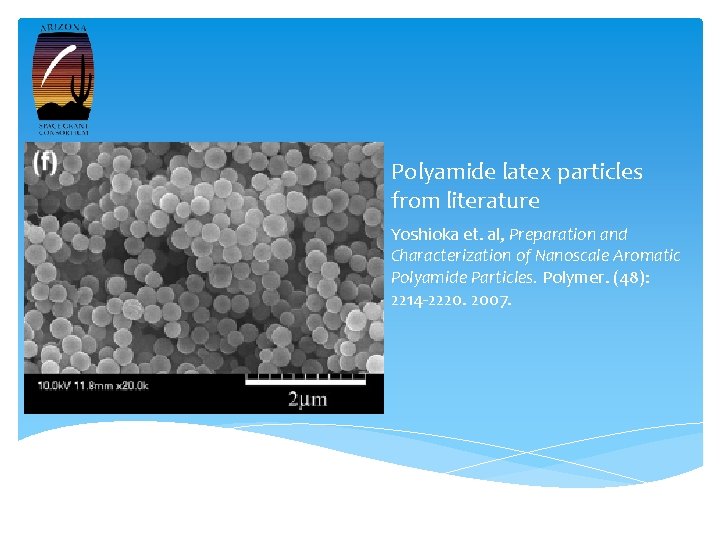 Polyamide latex particles from literature Yoshioka et. al, Preparation and Characterization of Nanoscale Aromatic