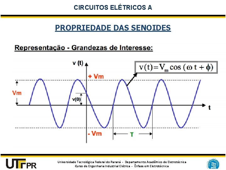 CIRCUITOS ELÉTRICOS A PROPRIEDADE DAS SENOIDES Universidade Tecnológica Federal do Paraná - Departamento Acadêmico