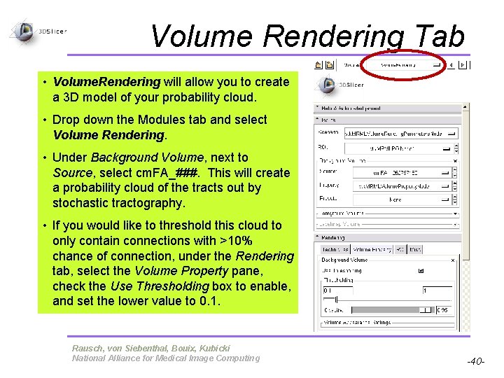Volume Rendering Tab • Volume. Rendering will allow you to create a 3 D Volume Rendering Tab • Volume. Rendering will allow you to create a 3 D
