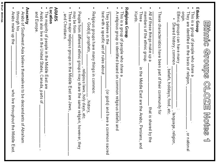 Ethnic Groups CLOZE Notes 1 Ethnic Group • This is a group of people