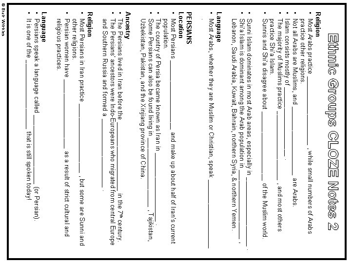 Ethnic Groups CLOZE Notes 2 Religion • Most Arabs practice __________ , while small