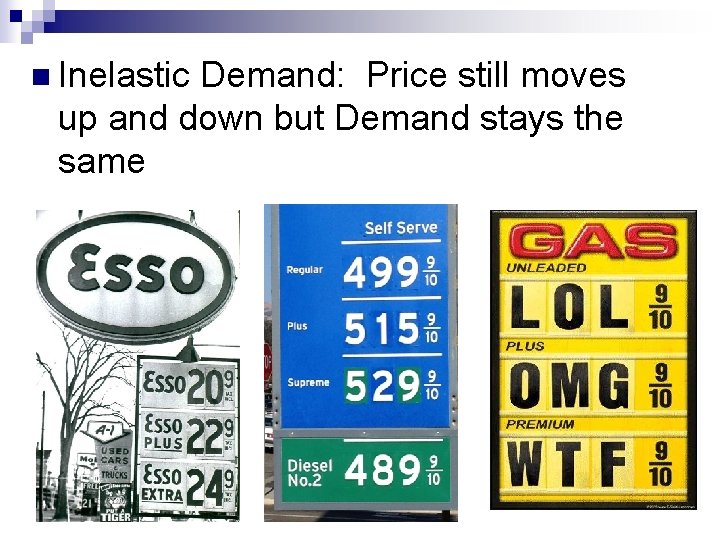 n Inelastic Demand: Price still moves up and down but Demand stays the same