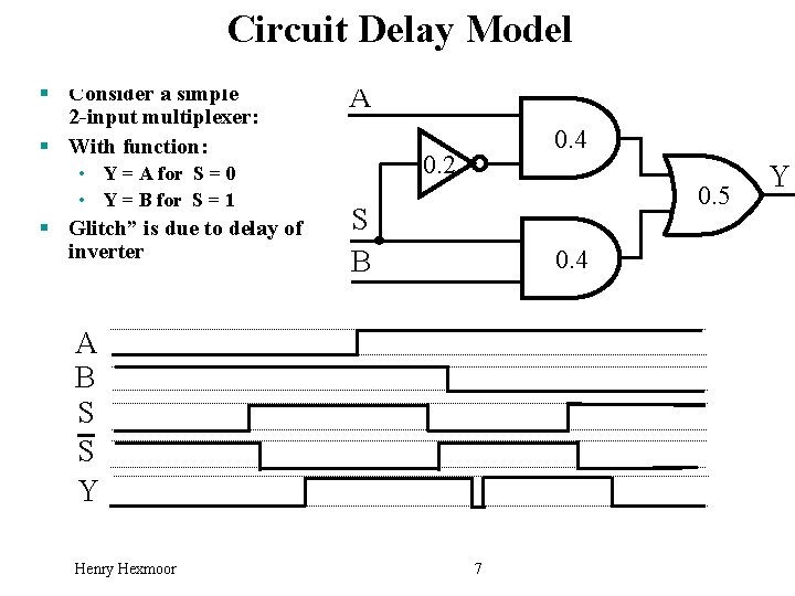 Circuit Delay Model § Consider a simple A 2 -input multiplexer: 0. 4 §