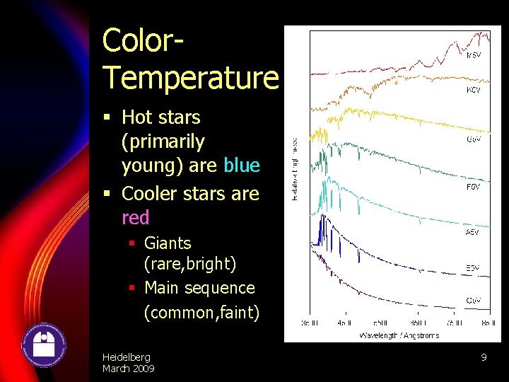Color. Temperature § Hot stars (primarily young) are blue § Cooler stars are red