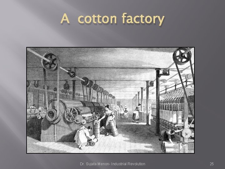 A cotton factory Dr. Sujata Menon- Industrial Revolution 25 A cotton factory Dr. Sujata Menon- Industrial Revolution 25