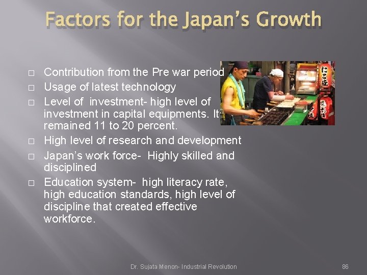 Factors for the Japan’s Growth � � � Contribution from the Pre war period Factors for the Japan’s Growth � � � Contribution from the Pre war period