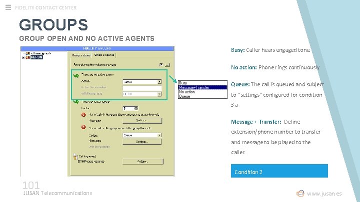 FIDELITY CONTACT CENTER GROUPS GROUP OPEN AND NO ACTIVE AGENTS Busy: Caller hears engaged