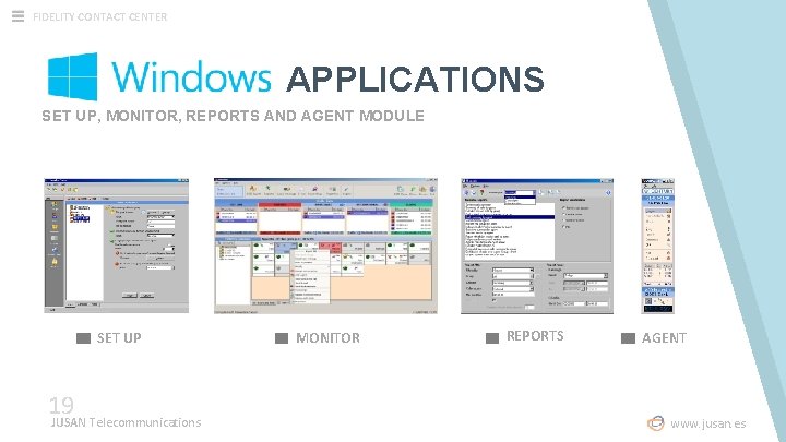 FIDELITY CONTACT CENTER APPLICATIONS SET UP, MONITOR, REPORTS AND AGENT MODULE SET UP 19