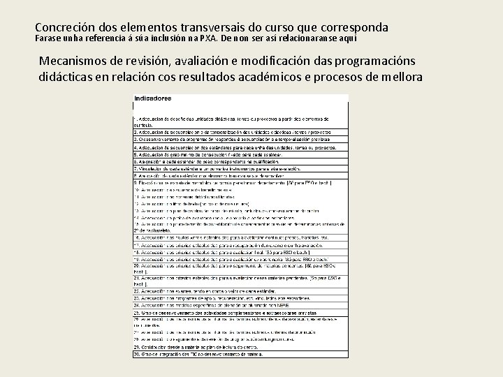 Concreción dos elementos transversais do curso que corresponda Farase unha referencia á súa inclusión Concreción dos elementos transversais do curso que corresponda Farase unha referencia á súa inclusión