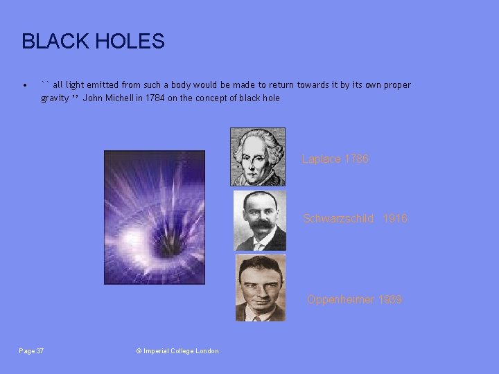 BLACK HOLES • `` all light emitted from such a body would be made