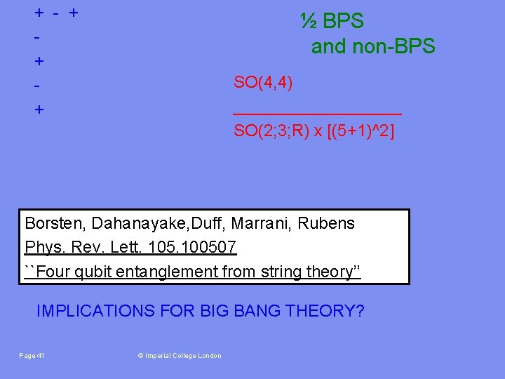+ - + + + ½ BPS and non-BPS SO(4, 4) _________ SO(2; 3;