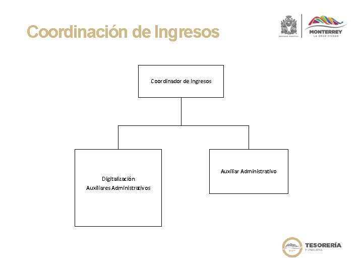 Coordinación de Ingresos Coordinador de Ingresos Digitalización Auxiliares Administrativos Auxiliar Administrativo 