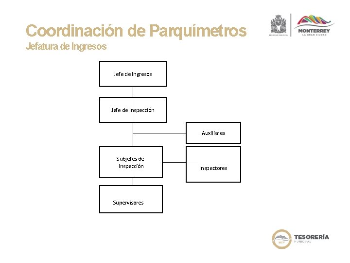 Coordinación de Parquímetros Jefatura de Ingresos Jefe de Inspección Auxiliares Subjefes de Inspección Supervisores