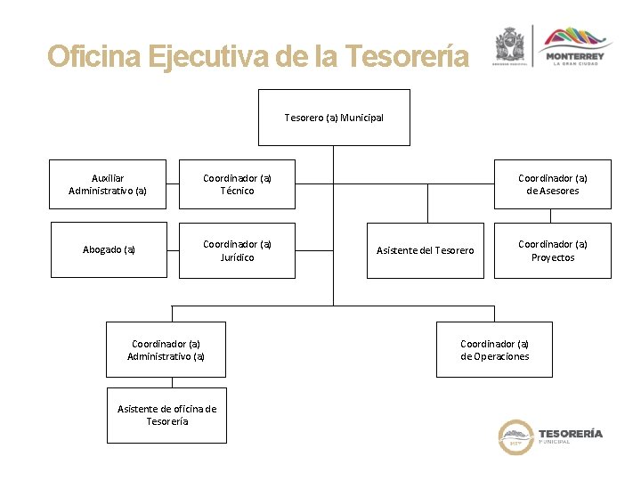 Oficina Ejecutiva de la Tesorería Tesorero (a) Municipal Auxiliar Administrativo (a) Coordinador (a) Técnico