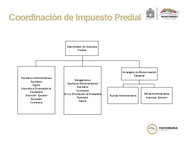 Coordinación de Impuesto Predial Coordinador de Impuesto Predial Auxiliares Administrativos Auxiliares Cajero Atención y