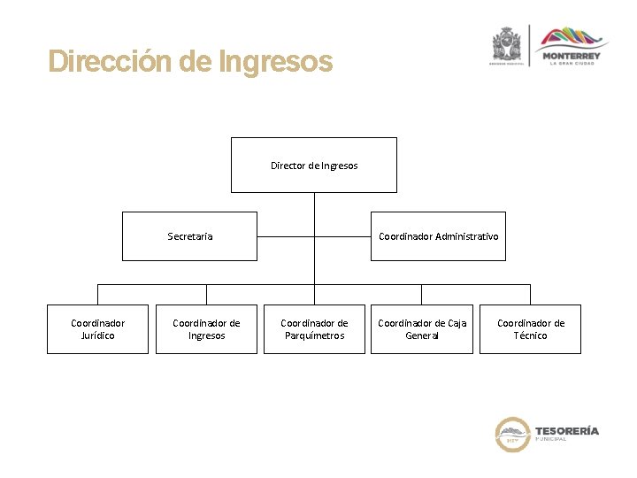 Dirección de Ingresos Director de Ingresos Secretaria Coordinador Jurídico Coordinador de Ingresos Coordinador Administrativo
