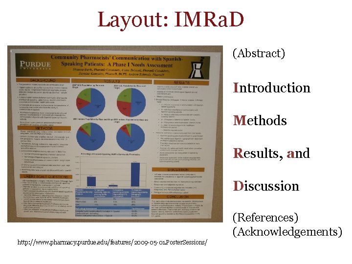 Layout: IMRa. D (Abstract) Introduction Methods Results, and Discussion (References) (Acknowledgements) http: //www. pharmacy.
