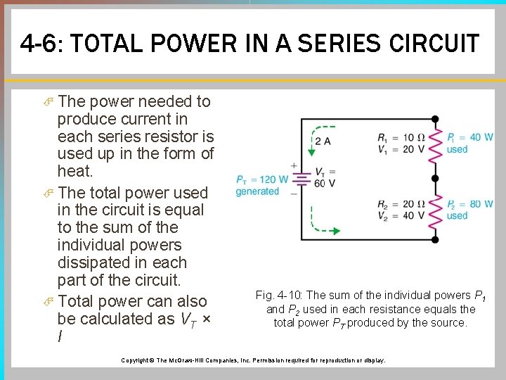 4 -6: TOTAL POWER IN A SERIES CIRCUIT The power needed to produce current