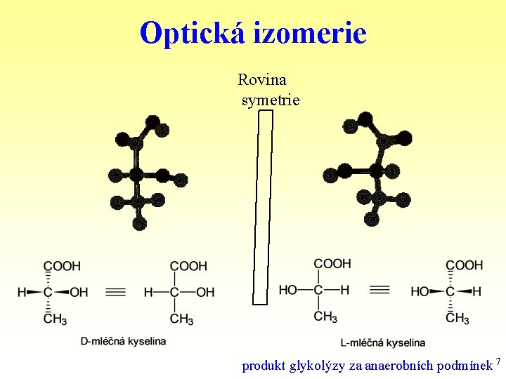 Optická izomerie Rovina symetrie produkt glykolýzy za anaerobních podmínek 7 