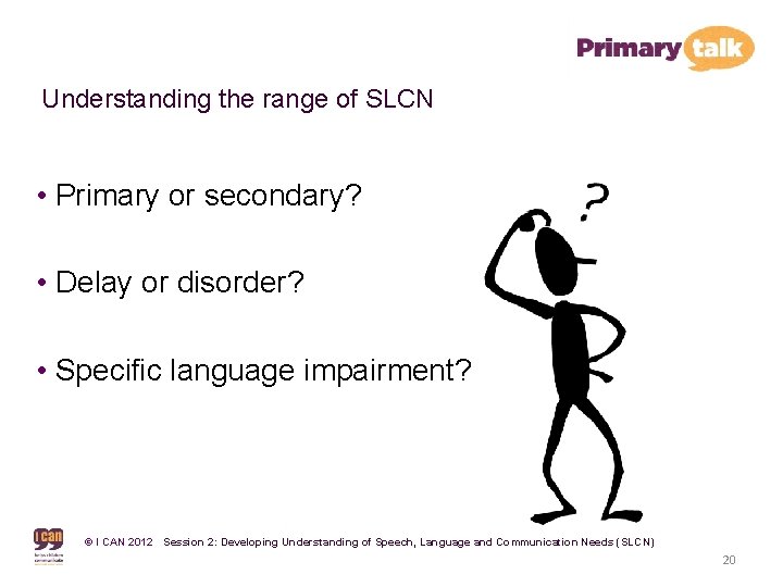 Understanding the range of SLCN • Primary or secondary? • Delay or disorder? •