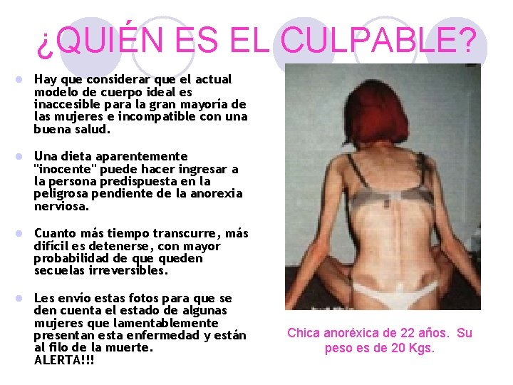¿QUIÉN ES EL CULPABLE? l Hay que considerar que el actual modelo de cuerpo