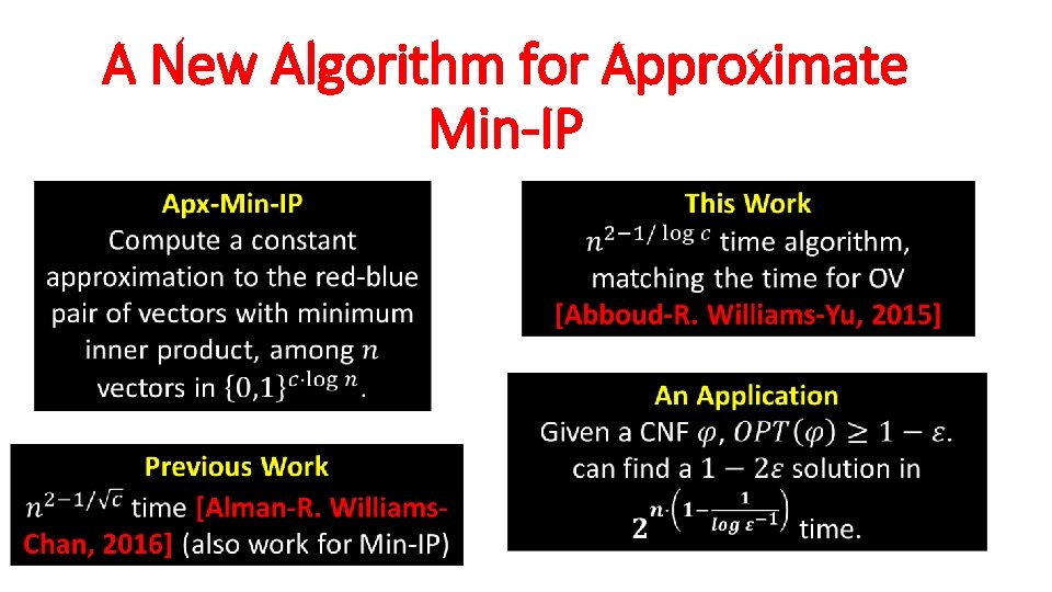 A New Algorithm for Approximate Min-IP 