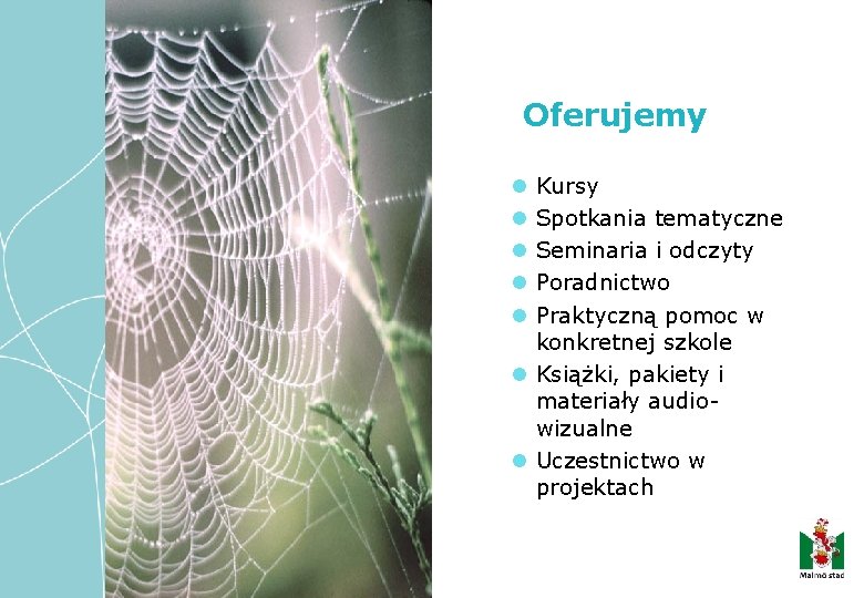 Oferujemy Kursy Spotkania tematyczne Seminaria i odczyty Poradnictwo Praktyczną pomoc w konkretnej szkole Książki,