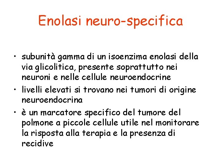 Enolasi neuro-specifica • subunità gamma di un isoenzima enolasi della via glicolitica, presente soprattutto