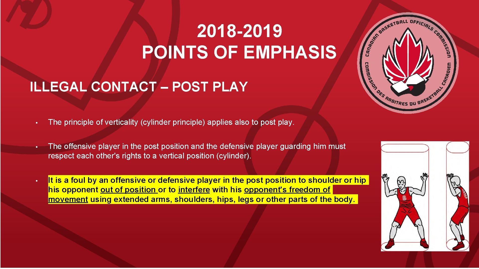 2018 -2019 POINTS OF EMPHASIS ILLEGAL CONTACT – POST PLAY • The principle of