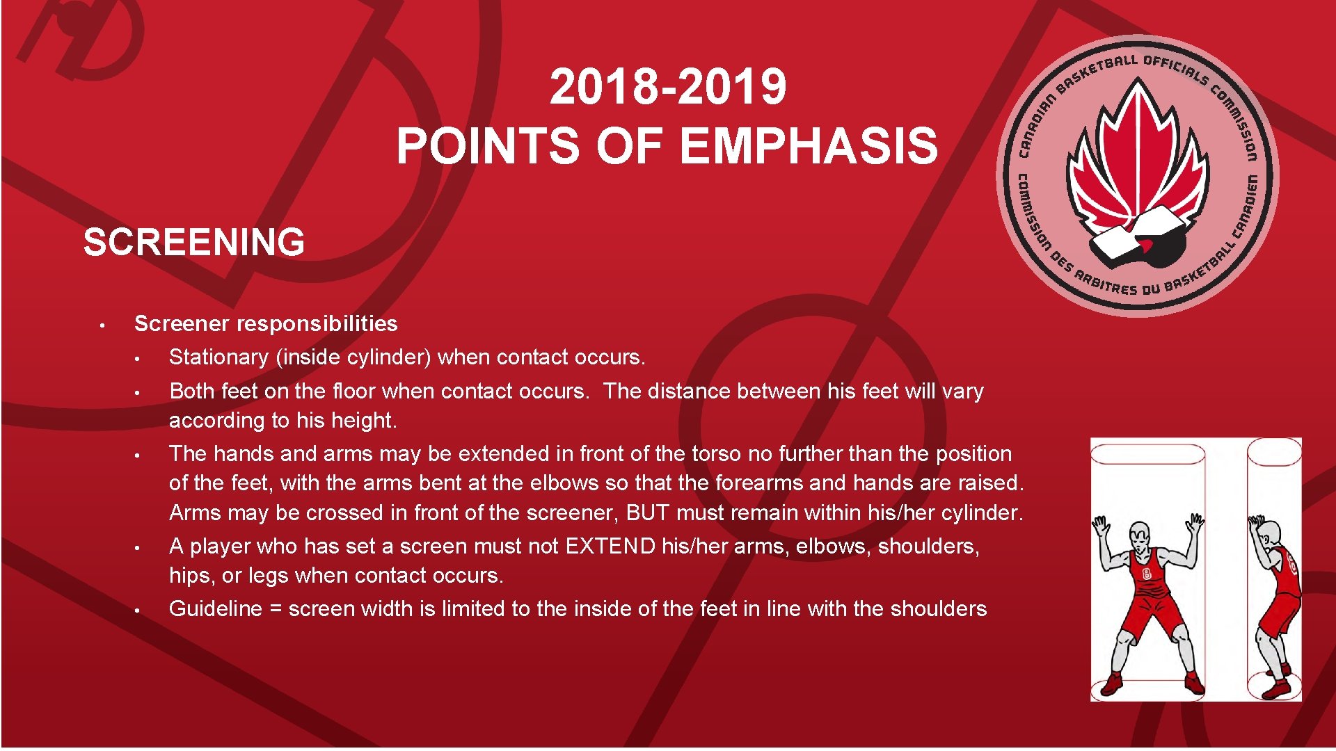 2018 -2019 POINTS OF EMPHASIS SCREENING • Screener responsibilities • Stationary (inside cylinder) when