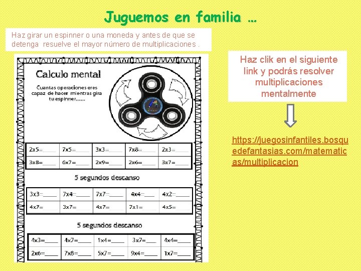 Juguemos en familia … Haz girar un espinner o una moneda y antes de