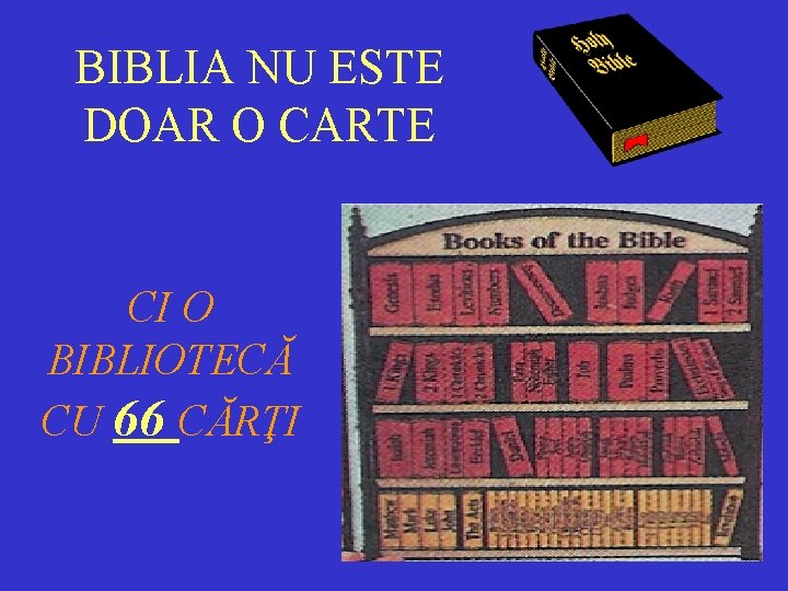 BIBLIA NU ESTE DOAR O CARTE CI O BIBLIOTECĂ CU 66 CĂRŢI 