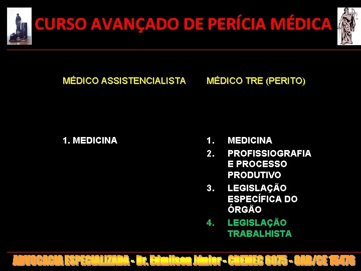  CURSO AVANÇADO DE PERÍCIA MÉDICO ASSISTENCIALISTA MÉDICO TRE (PERITO) 1. MEDICINA 1. 2.