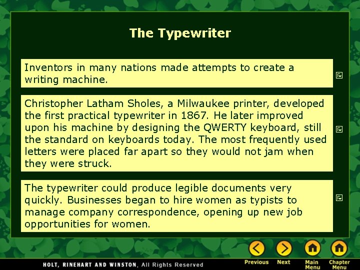The Typewriter Inventors in many nations made attempts to create a writing machine. Christopher The Typewriter Inventors in many nations made attempts to create a writing machine. Christopher