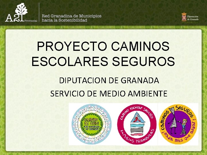 PROYECTO CAMINOS ESCOLARES SEGUROS DIPUTACION DE GRANADA SERVICIO DE MEDIO AMBIENTE 