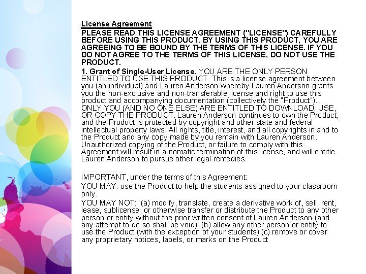 License Agreement PLEASE READ THIS LICENSE AGREEMENT ("LICENSE") CAREFULLY BEFORE USING THIS PRODUCT. BY