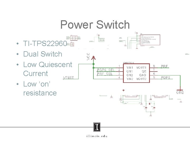 Power Switch • TI-TPS 22960 • Dual Switch • Low Quiescent Current • Low