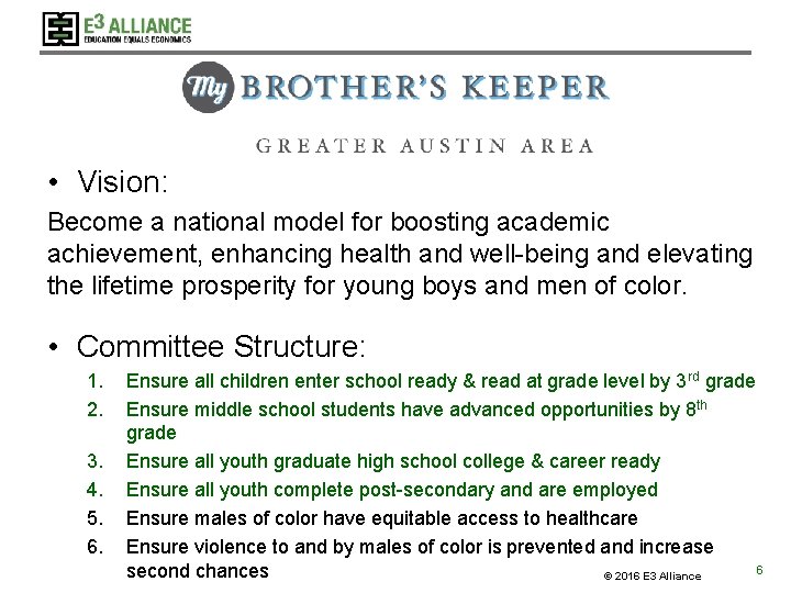 • Vision: Become a national model for boosting academic achievement, enhancing health and • Vision: Become a national model for boosting academic achievement, enhancing health and