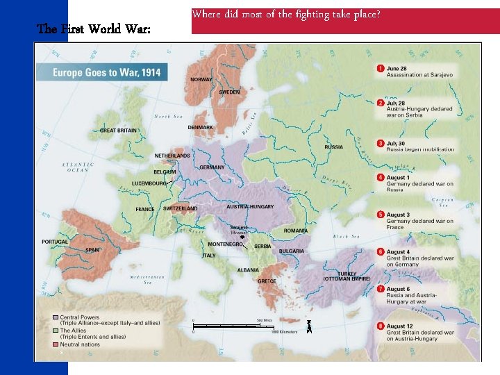 The First World War: 5 Where did most of the fighting take place? 