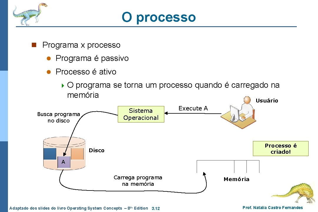 O processo n Programa x processo l Programa é passivo l Processo é ativo O processo n Programa x processo l Programa é passivo l Processo é ativo