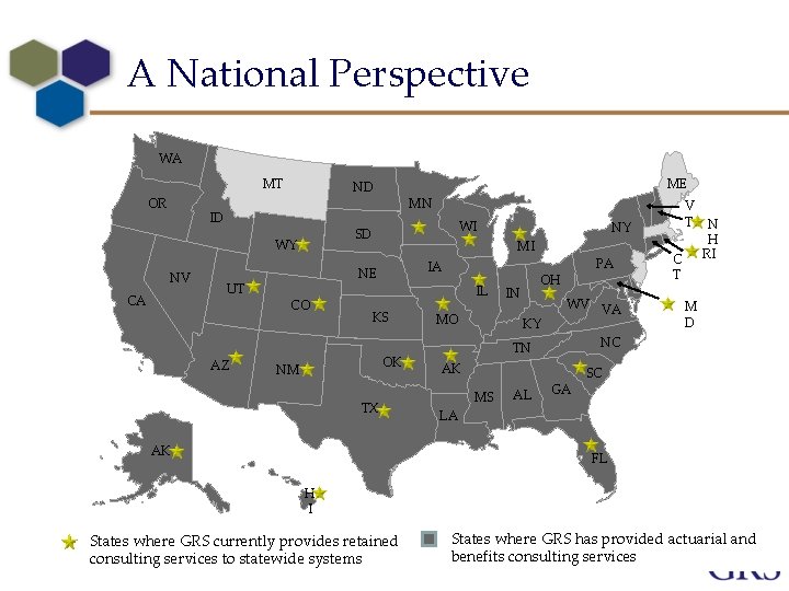 A National Perspective WA MT OR ID CA UT AZ MN WI SD WY