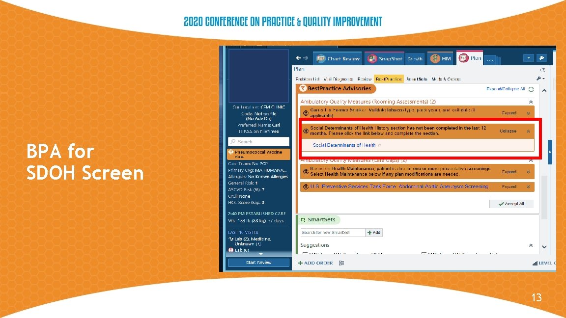 BPA for SDOH Screen 13 